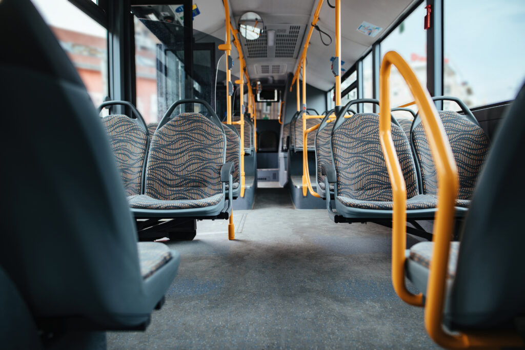 Public transit bus equipped with 5G connectivity for fleet operations