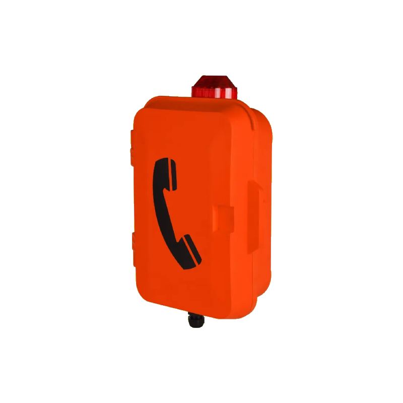 Public safety emergency phone on a rugged outdoor mounting post